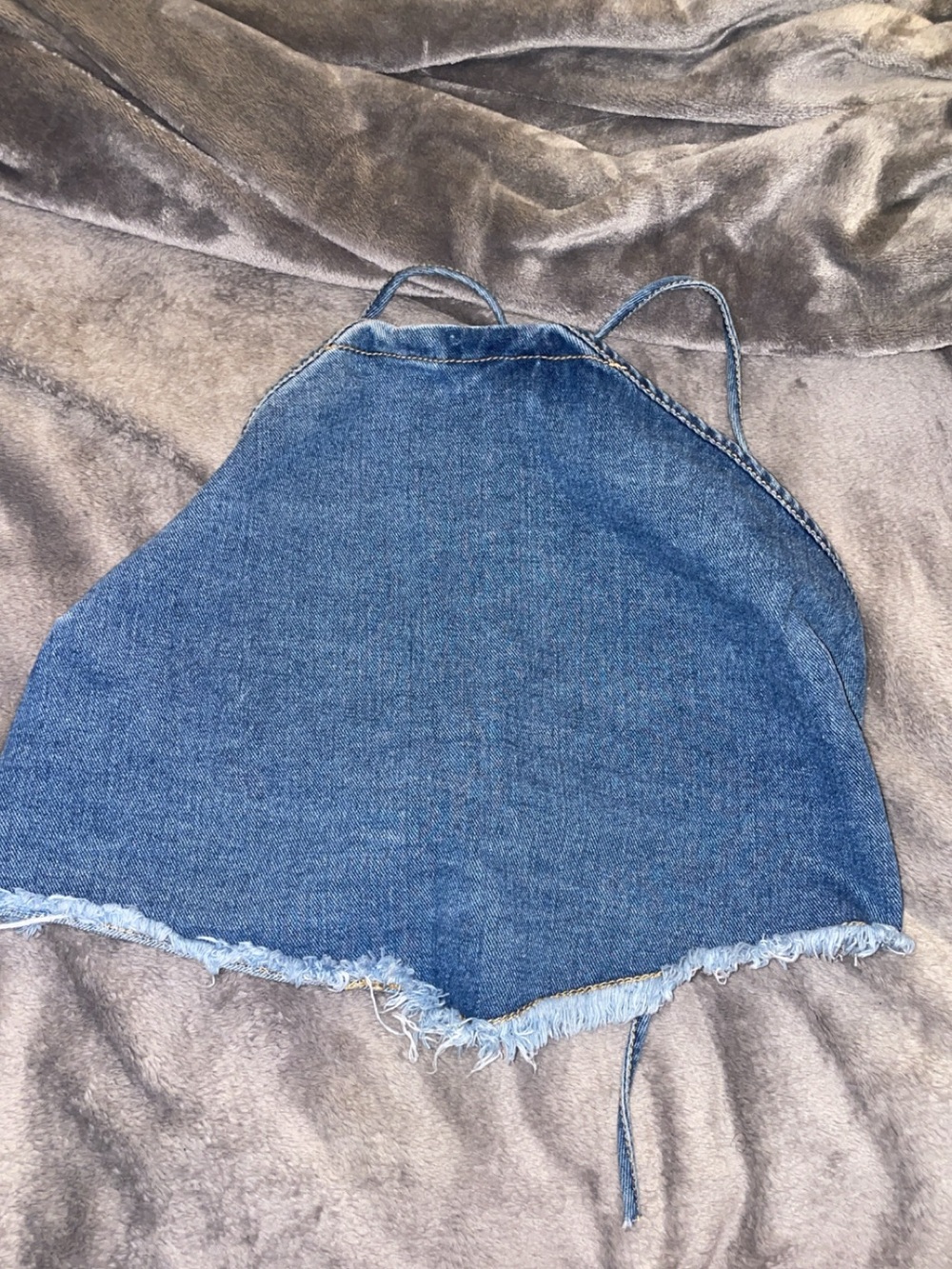 Fashion Nova Blue Denim Cropped Tank Top